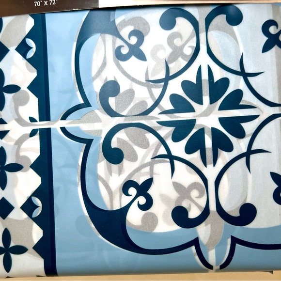 Mosaic Tiles Peva Shower Curtain Shades of Blue - Picture 5 of 9